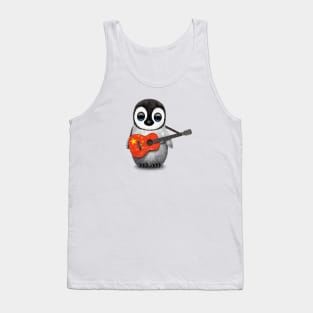 Baby Penguin Playing Chinese Flag Guitar Tank Top